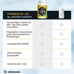 Vitamaze Vitamin D3 K2 – 2000 I.E. / 100 µg| Discount