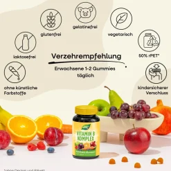Vitamin B Komplex Multivitamin Gummies I alle B-Vitamine mit 12 µg Vitamin B12 I Mango-Geschmack ...><noscript><img width=