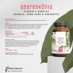 Vitamin C Komplex hochdosiert Acerola Hagebutte Camu Camu 180 vegane Kapseln Beerenkönig NATURTREU®><noscript><img width=
