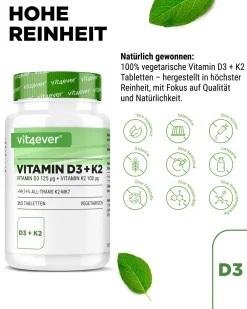 Vitamin D3 5.000 I.E. + Vitamin K2 100 mcg|vit4ever Outlet