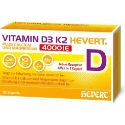 Vitamin D3 K2 Hevert + Calcium & Magnesium 4000 IE – Starke Knochen und Muskeln| Hot