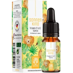 Vitamin D3 K2 Kinder ab 4 Jahren 300 Tropfen 10 ml Vegan Flechten Sonnenkind ®>NATURTREU Clearance