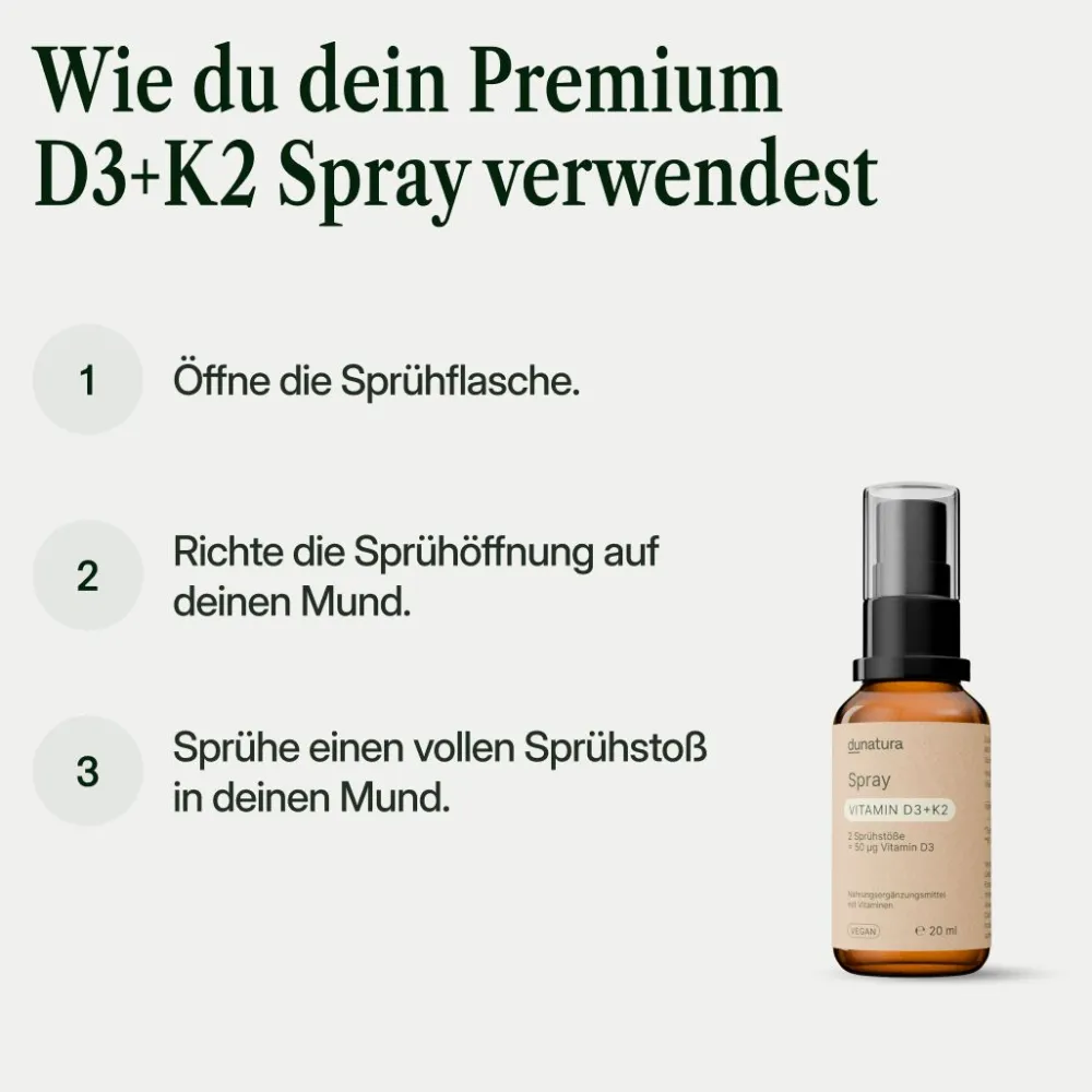 Vitamin D3 K2 Spray – Vegan, Hochdosiert | 2000 I.E. D3 + K2 | 20 ml | Knochen & Immunsystem> Hot