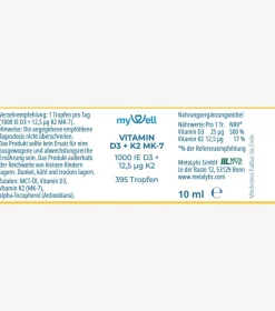 Vitamin D3 K2 Tropfen – 1.000 I.E. | MCT-Öl | 10 ml><noscript><img width=