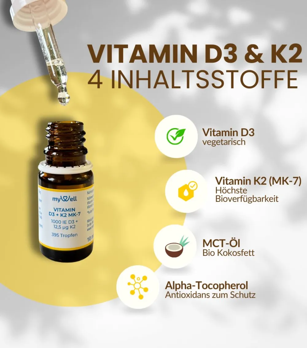 Vitamin D3 K2 Tropfen – 1.000 I.E. | MCT-Öl | 10 ml> Discount