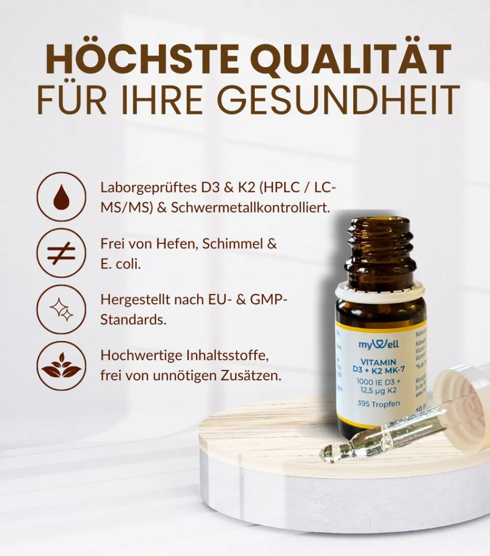 Vitamin D3 K2 Tropfen – 1.000 I.E. | MCT-Öl | 10 ml> Discount
