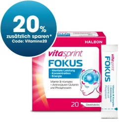 Fokus Direktsticks – Vitamin B5 für mentale Leistungsfähigkeit - Jetzt 20% mit dem Code Vitamine20 sparen*|vitasprint Online