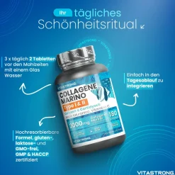 Vitastrong Marin Kollagen, Typ 1&2 Collyss® & Cartidyss® - 180 Tabletten| Outlet