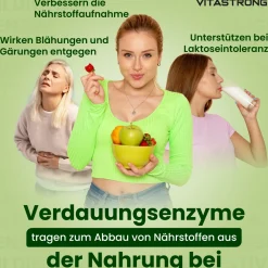 Vitastrong Verdauun-gsenzyme - 60 Kapseln, Umfassende Verdauungsunterstützung><noscript><img width=