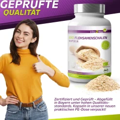 Bio Flohsamenschalen Kapseln 750mg - Hochdosiert><noscript><img width=
