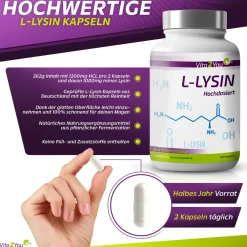 L-Lysin 1200mg Kapseln|Vita2You Online