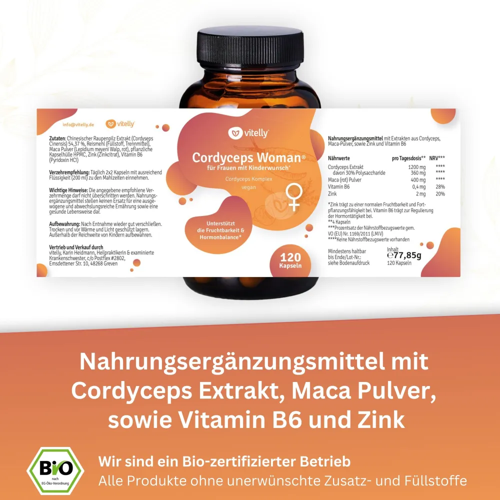 vitelly Cordyceps Woman® Zyklus Kapseln für Frauen mit Kinderwunsch ausreichend für einen Monat!> Online