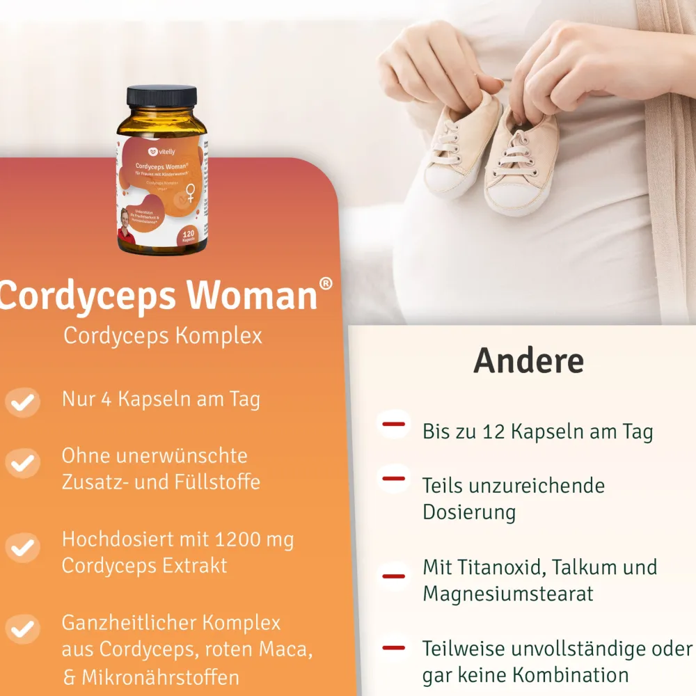 vitelly Cordyceps Woman® Zyklus Kapseln für Frauen mit Kinderwunsch ausreichend für einen Monat!> Online
