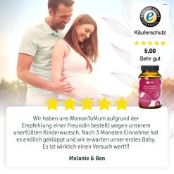 vitelly WomanToMum® Kinderwunsch Vitamine für einen Monat><noscript><img width=