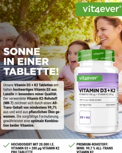 Vitamin D3 20.000 I.E. + Vitamin K2 200 mcg>vit4ever Best