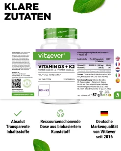 Vitamin D3 20.000 I.E. + Vitamin K2 200 mcg><noscript><img width=