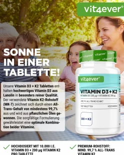 Vitamin D3 10.000 I.E. + Vitamin K2 200 mcg>vit4ever Outlet