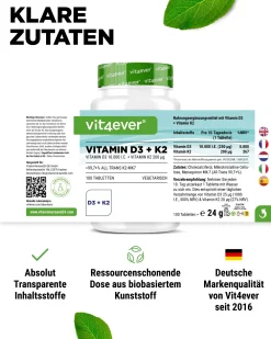 Vitamin D3 10.000 I.E. + Vitamin K2 200 mcg><noscript><img width=
