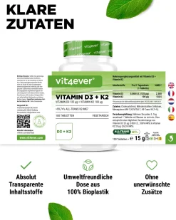 Vitamin D3 5.000 I.E. + Vitamin K2 100 mcg|vit4ever Online