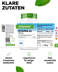 Vitamin K2 - Menaquinon MK-7|vit4ever Outlet