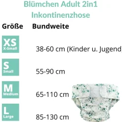 Waschbare Inkontinenzwindel für Erwachsene 2in1>Blümchen Outlet