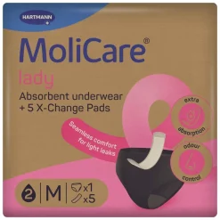 Waschbarer Inkontinenzslip ® lady Absorbent underwear Größe M + 5 X-Change Pads>MoliCare Online