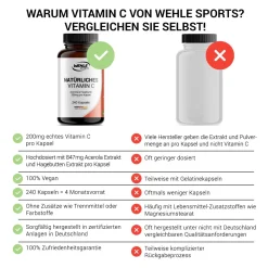 Vitamin C Acerola-Extrakt & Hagebutten-Extrakt Kapseln|WEHLE SPORTS