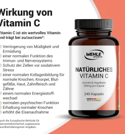 Vitamin C Acerola-Extrakt & Hagebutten-Extrakt Kapseln|WEHLE SPORTS