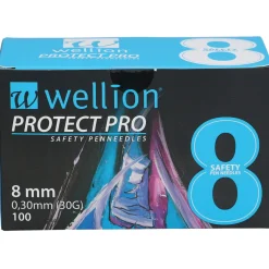 PROTECT PRO Sicherheits-Pen-Nadeln 8 mm x 0,30 mm|wellion Discount