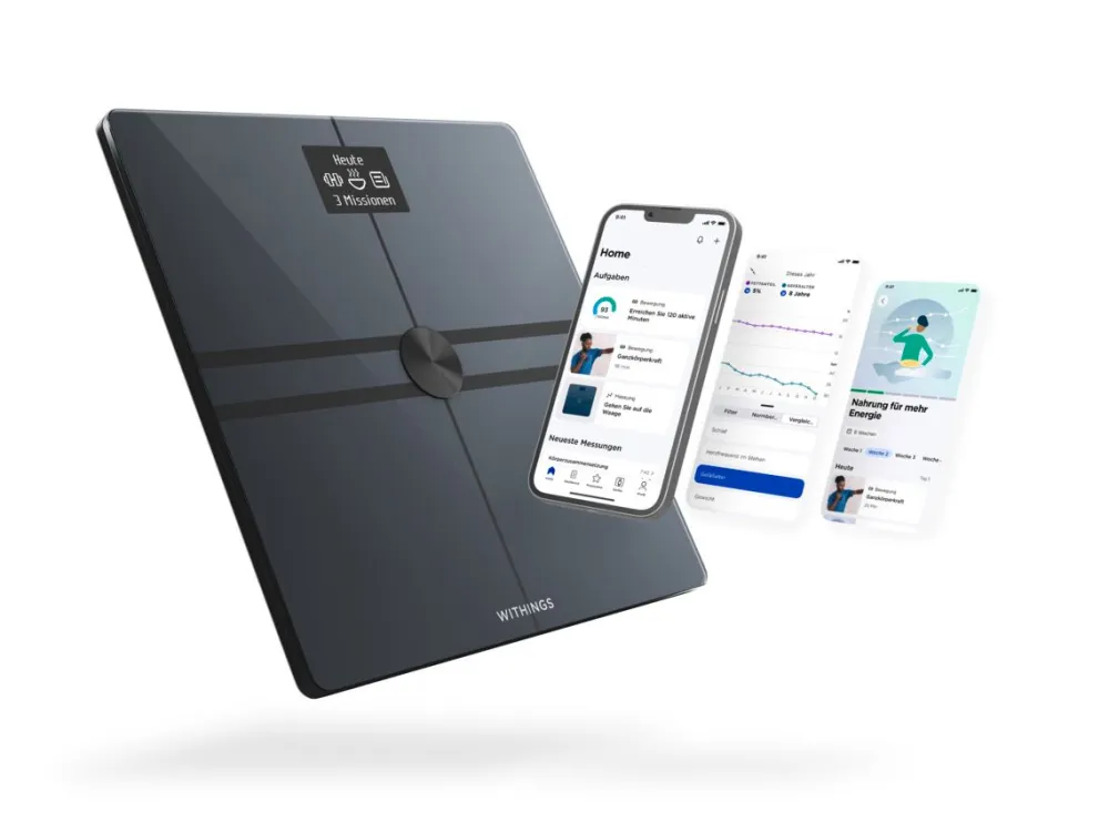 Body Comp schwarz Smarte Körperwaage Personenwaage WLAN Bluetooth|WITHINGS
