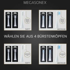 6x MEGASONEX MB2 medium-gezackt Bürstenköpfe| New