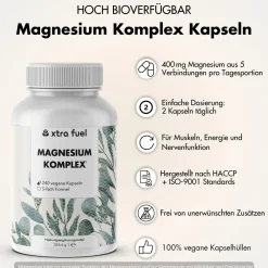 XTRA FUEL Magnesium Komplex - 5‑in-1 Magnesium Matrix mit Bisglycinat & L-ascorbat| Best