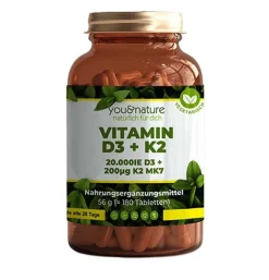 You&Nature Vitamin D3 + K2 MK7 20.000 IE + 200 µg 180 Tabletten> Discount