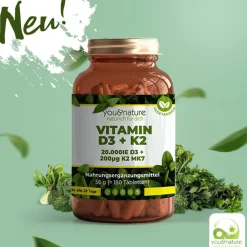 You&Nature Vitamin D3 + K2 MK7 20.000 IE + 200 µg 180 Tabletten><noscript><img width=