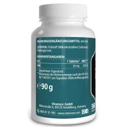 ZINK AKTIV 25 mg hochdosiert vegan Tabletten|vitamaze